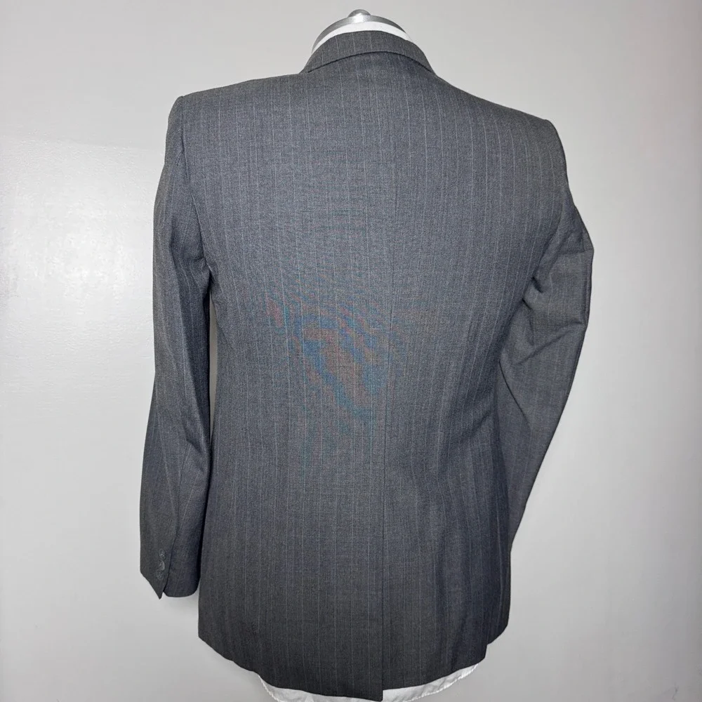 Imperial by Haggar Suit Mens 40R 35x31 Grey Pinstripe 2-Button Vintage USA Made